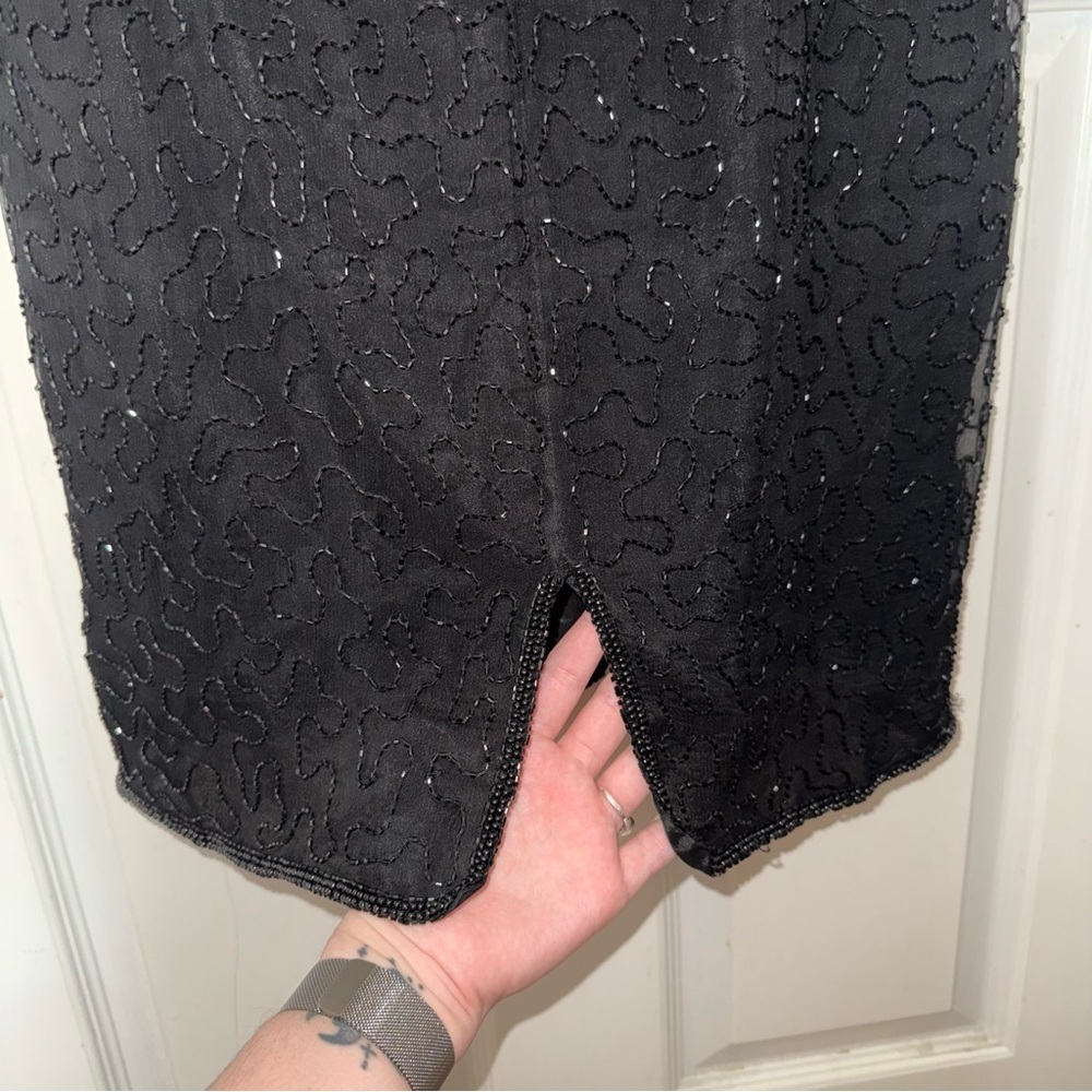 AP Ltd Elegant Black Beaded Midi Dress - Picture 10 of 13